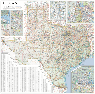 Texas Wall Map 