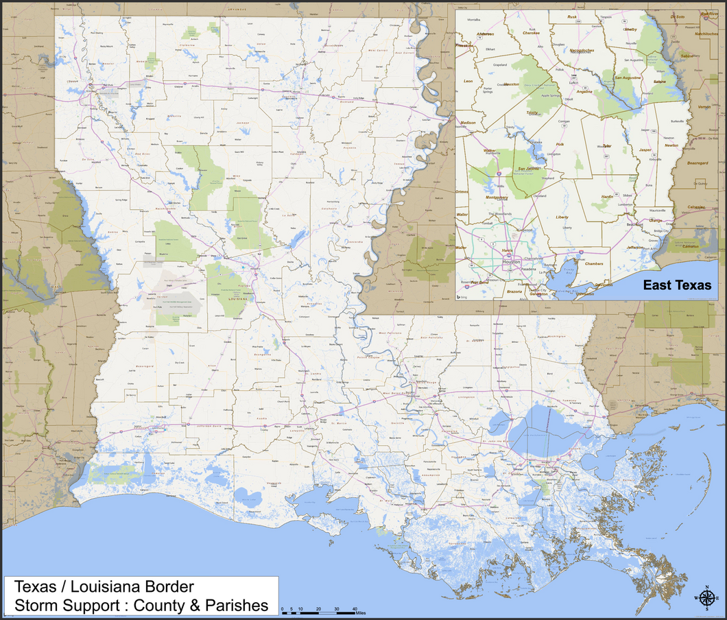 2020 Louisiana / Texas Border: Storm Relief Map