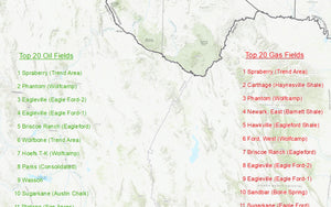 Texas Top Producing Oil & Gas Production Wall Map of 2022