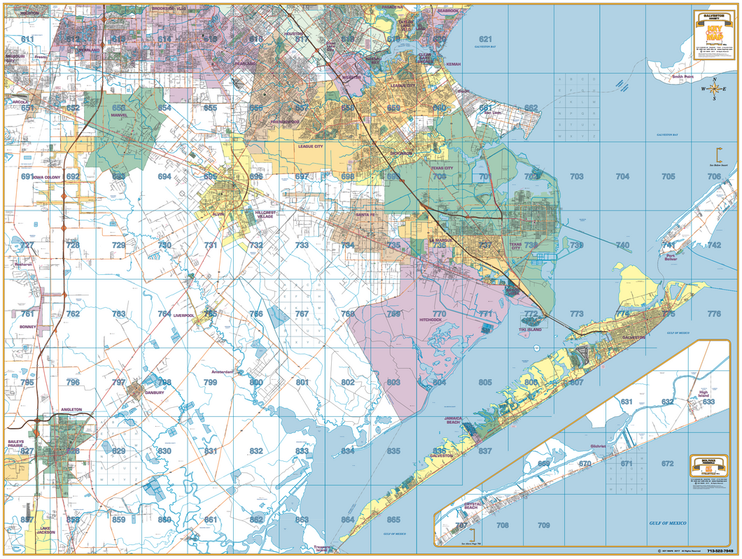 Galveston County Wall Map - Houston Map Company