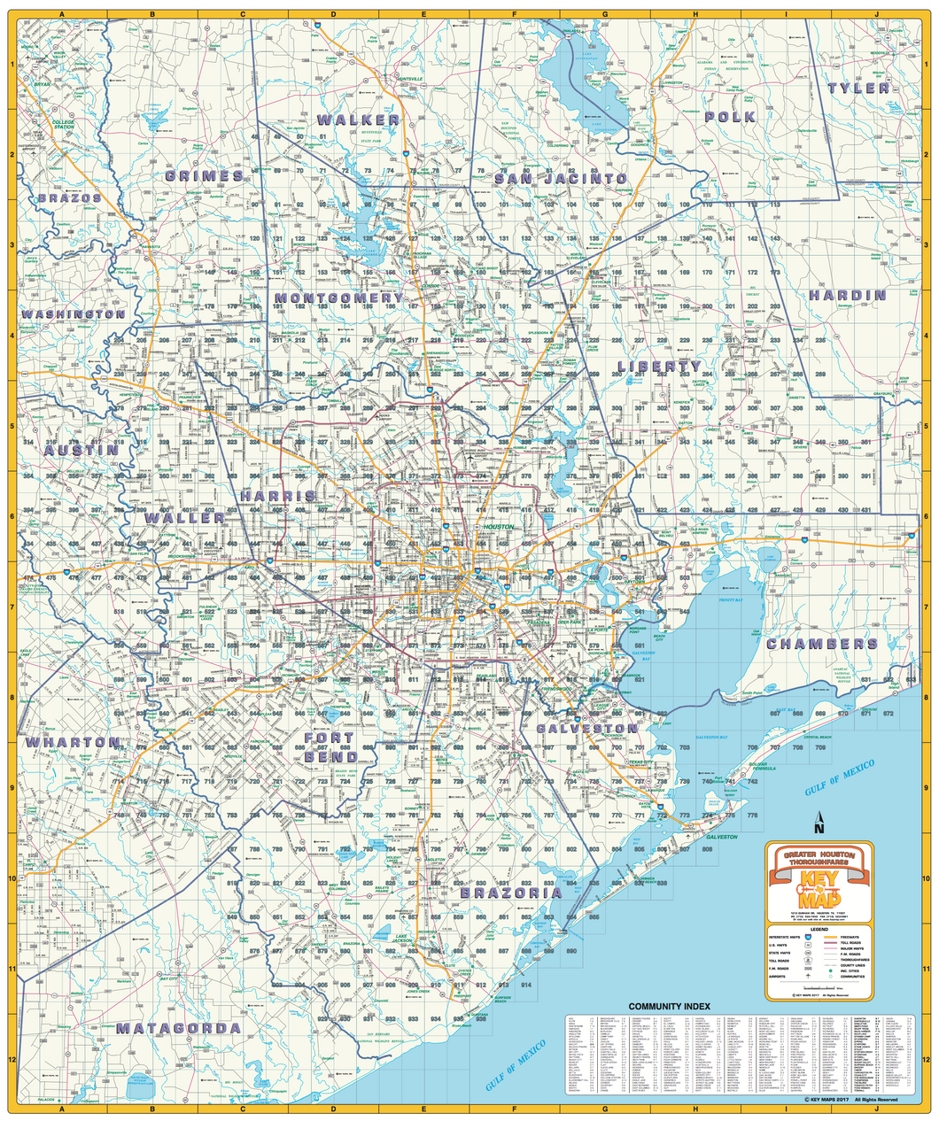 Greater Houston Thoroughfares - 2018 - Houston Map Company