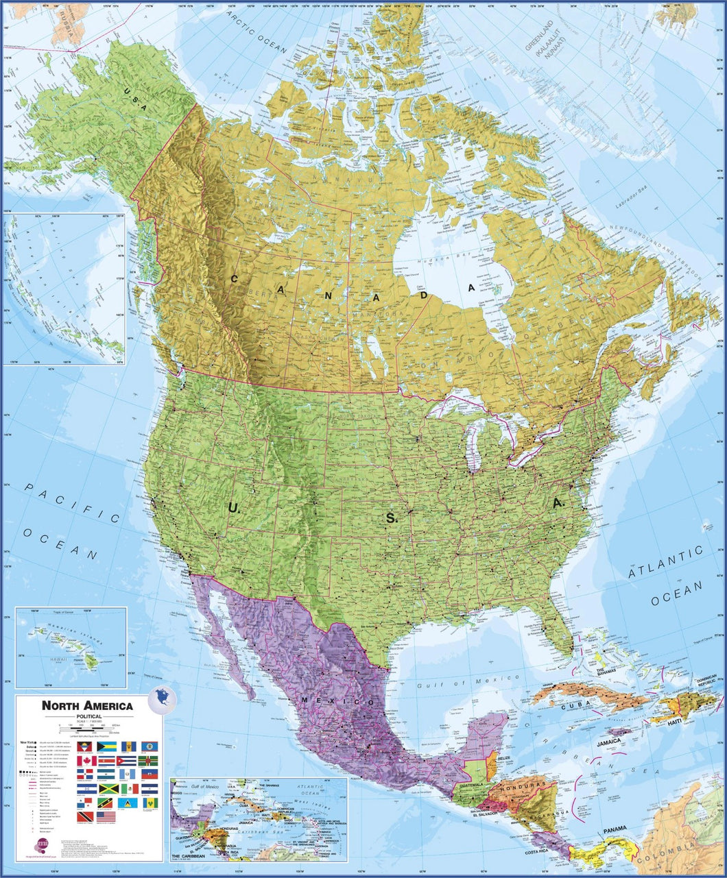 North America Political Wall Map