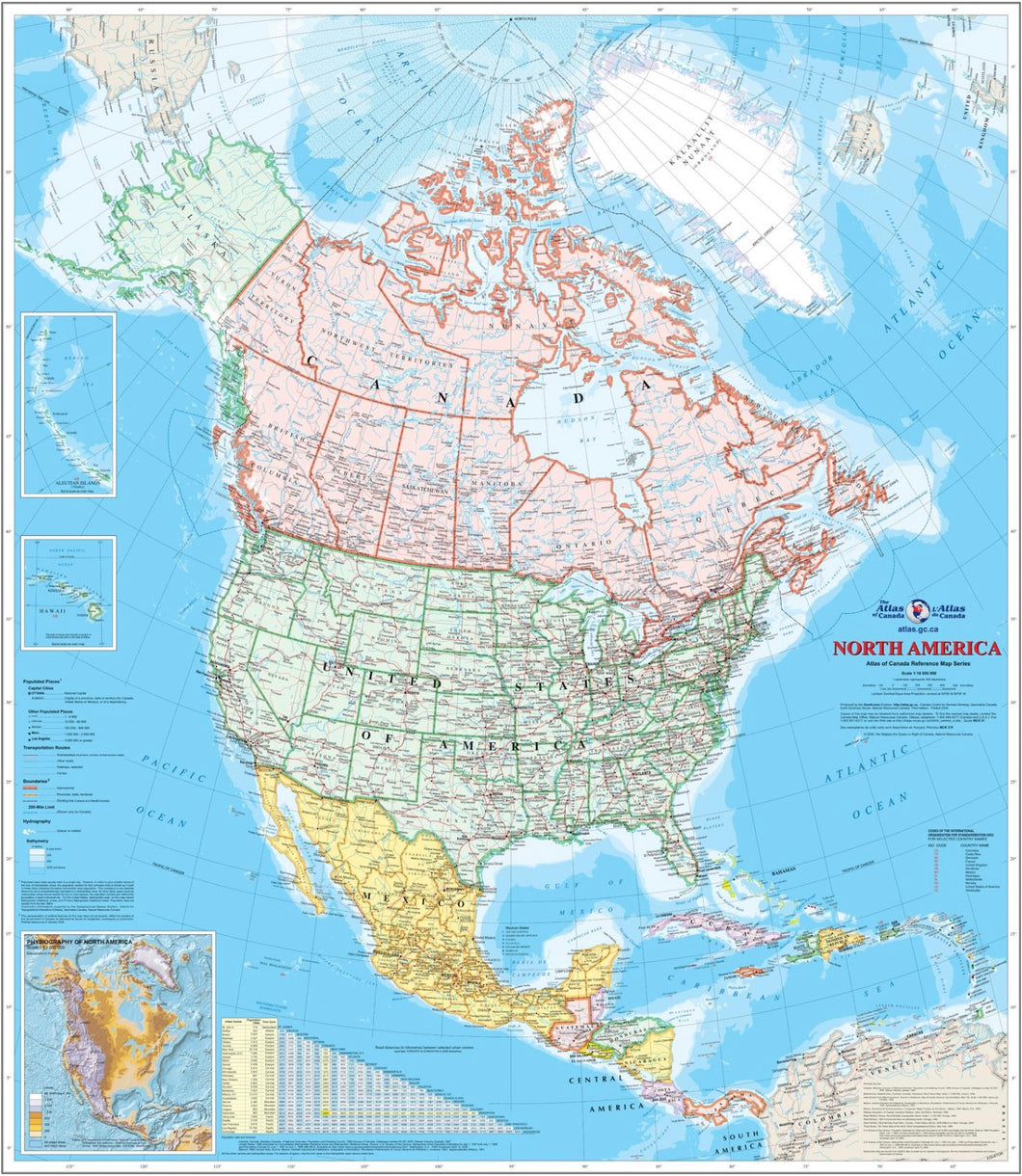 North America Wall Map - Canada Reference