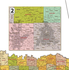 Texas Zip Code Map with Counties