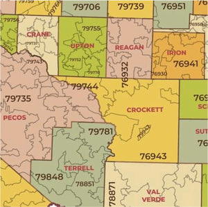 Texas Zip Code Map with Counties – Houston Map Company