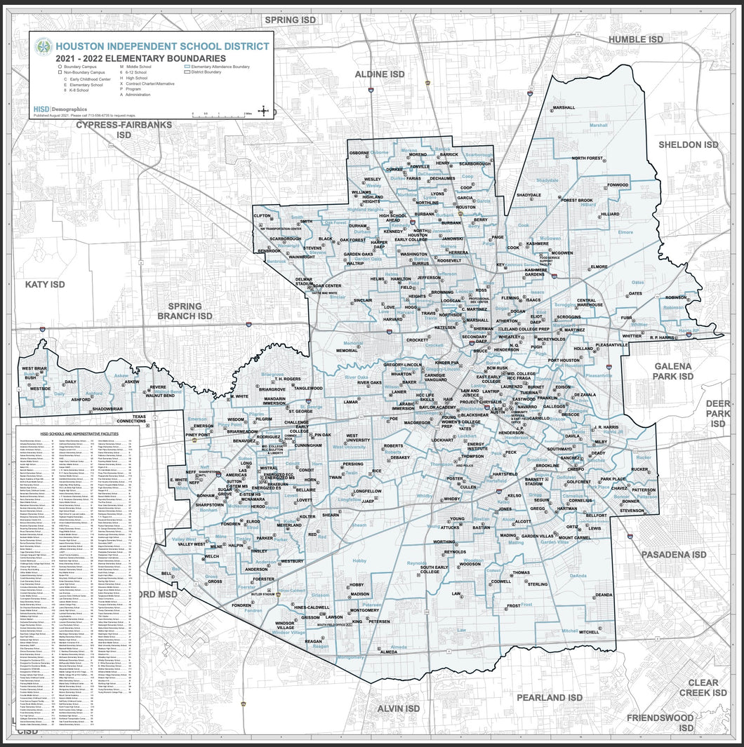 2024 HISD - Houston ISD Wall Map