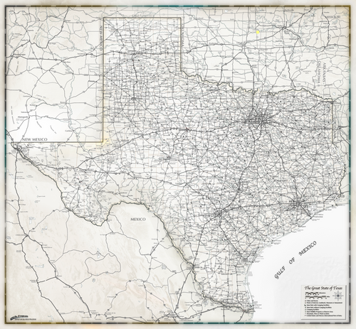 Gray Scale Texas Wall Map - 2018 - Houston Map Company