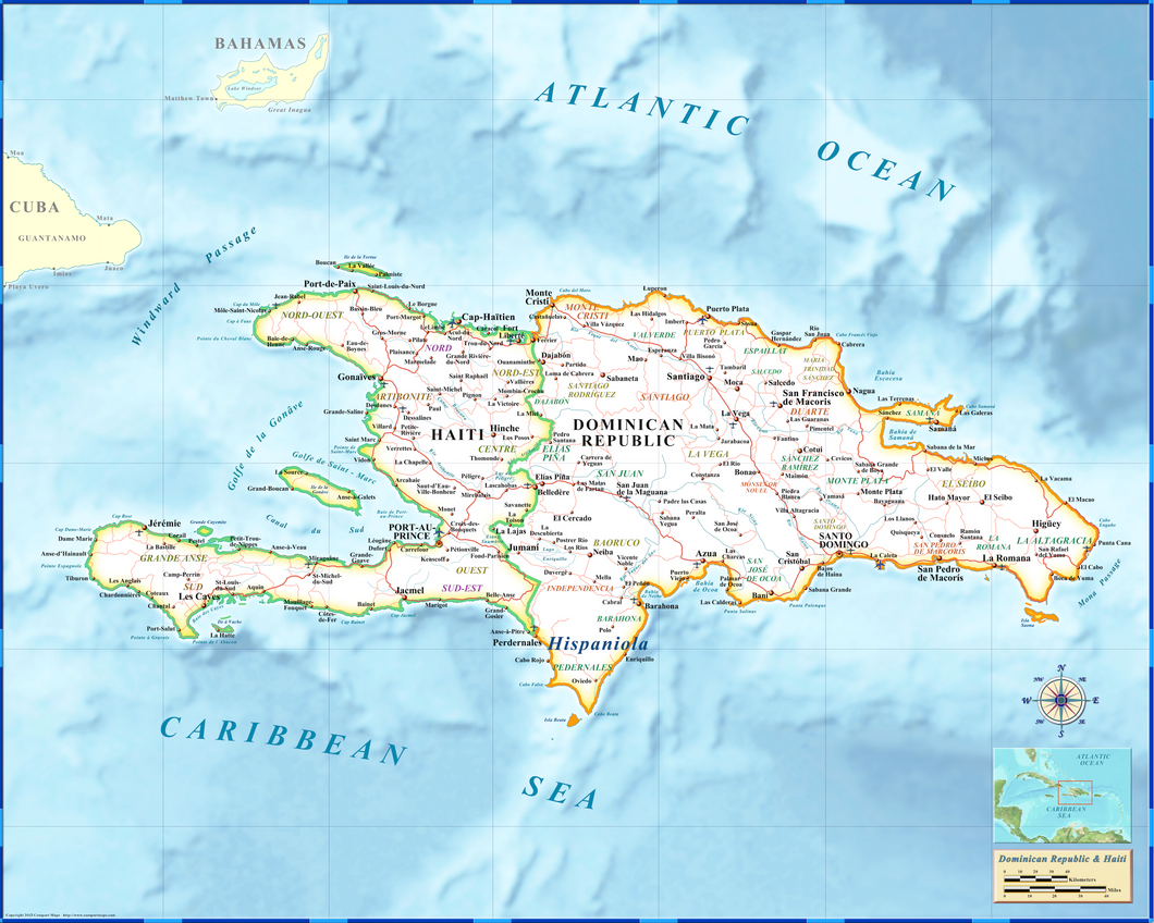 Haiti Dominican Republic - Houston Map Company