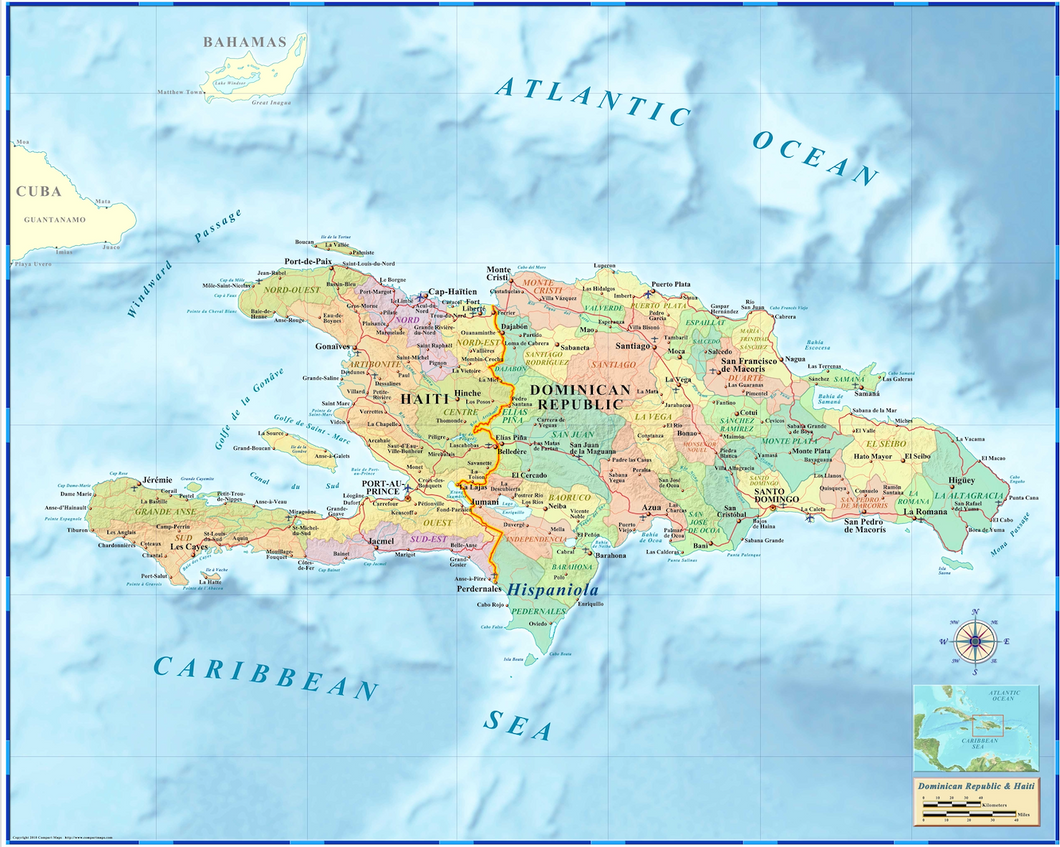 Haiti/Dominican Republic Wall Map - Houston Map Company