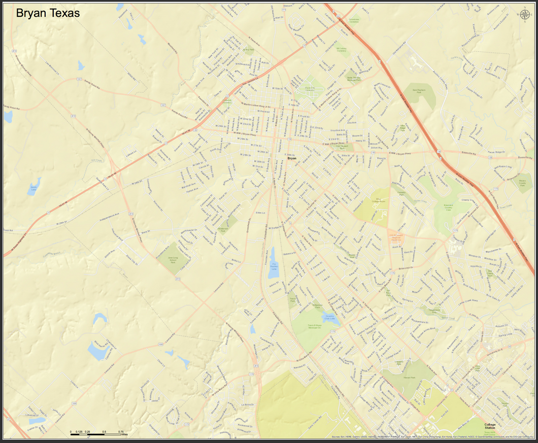 Bryan Texas Mini-Map - Houston Map Company