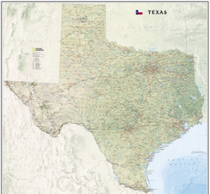 Texas National Geographic Wall Map - Houston Map Company
