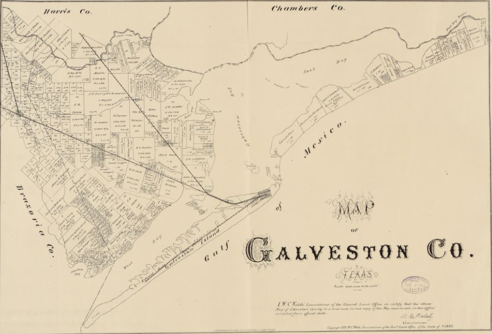 Galveston County Texas 1879 - Houston Map Company