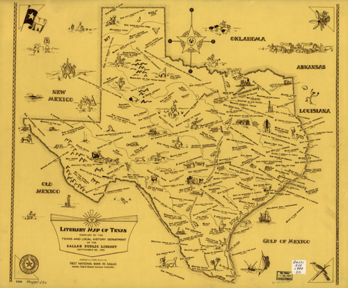 Literary Map of Texas - Houston Map Company