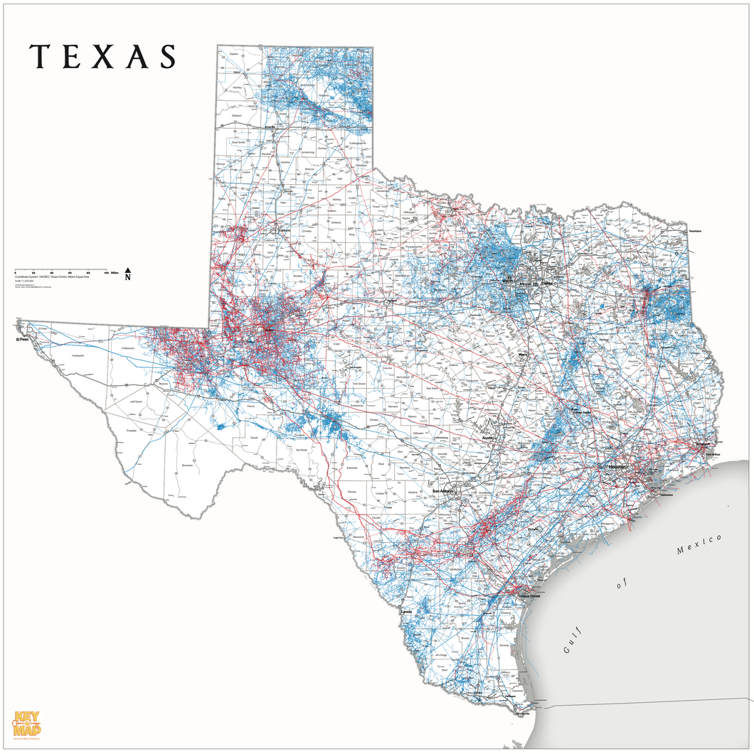 Texas Pipeline Wall Map 2023