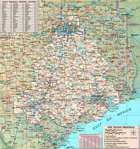 Texas Triangle Wall Map