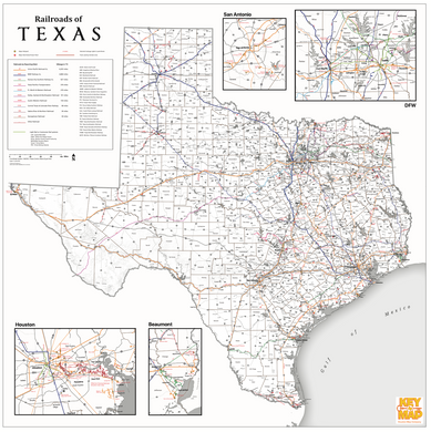 Texas Railroad Wall Map - Official Map Of Texas 2024