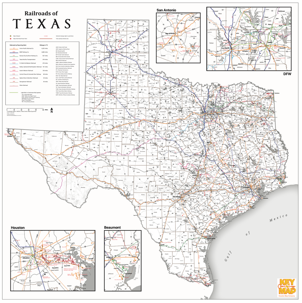 Texas Railroad Wall Map - Official Map Of Texas 2022