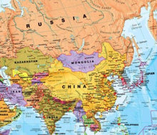 Political World Wall Map with Flags