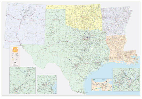 South Central USA - Texas, Arizona, Louisana, Arkansas, Oklahoma - Houston Map Company