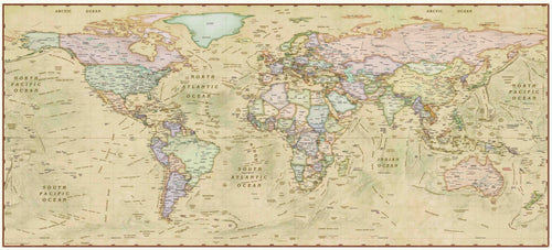 Decorative Antique World Wall Map - Houston Map Company